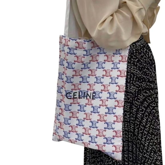 CELINE Novelty Tote Bag Triomphe - Navy White Red - Limited Edition - Picture 4 of 6